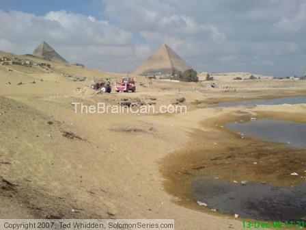 Saturated sands current day in Giza.  Note in previous photos graves above ground because of the high water table.   See pyramids!  Once upon a time w